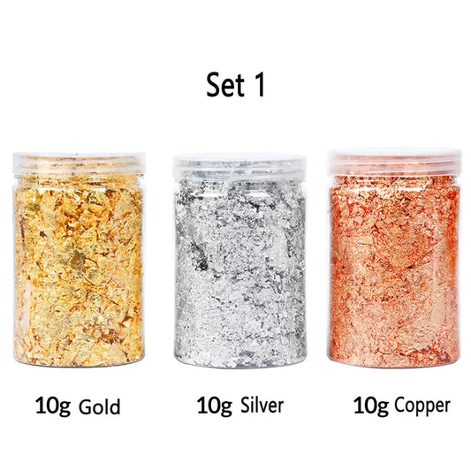 10g Shiny Gold Leaf Flakes Sequins Glitters Confetti for Painting Arts Nail Art Foil Decorative Paper Resin Mold Fillings T.H EMPOWERBEAUTY