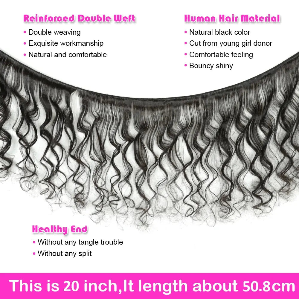 Loose Wave Bundles 10A Human Hair Bundles Bazilian Remy Hair Extensions Natural Black Ture To Length 3 4 Bundles Deal - T.H EMPOWERBEAUTY