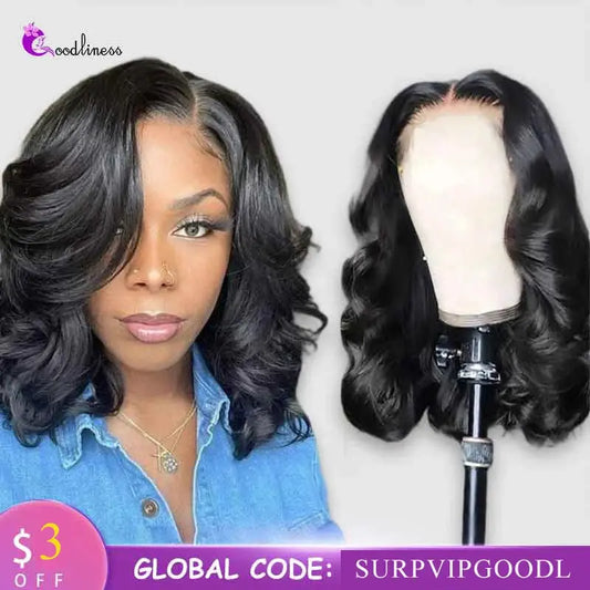Short Bob Glueless Lace Human Hair Wigs Body Wave 13x4 HD Transparent Lace Front Wig Brazilian Pre Plucked T Part 180% Density T.H EMPOWERBEAUTY