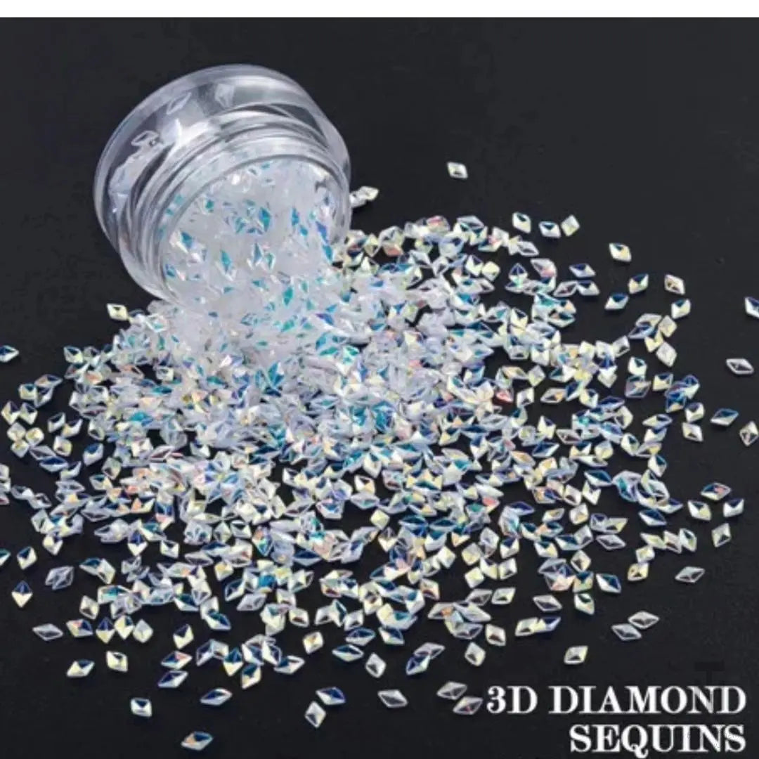 1g/box 3D Diamond Shape 4.0MM Rhombus Sequins For Nail Art Decoration Body Art FacePaint Nail Gel T.H EMPOWERBEAUTY